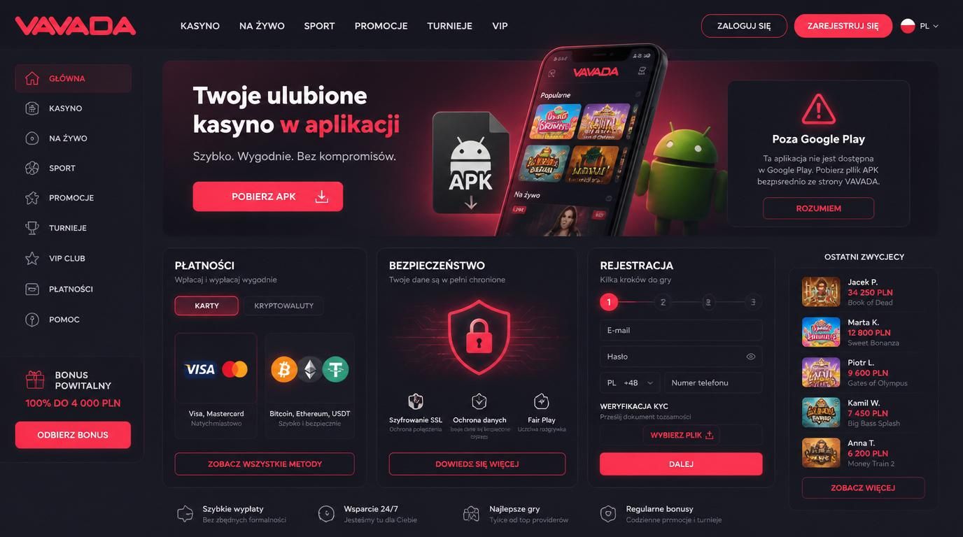 Użytkownik grający w kasynie Vavada używając kryptowalut na smartfonie
